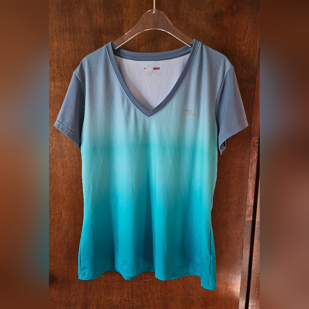 Fila Sport Active Tee -Multi Shade Green Shirt  XL - Picture 4 of 5